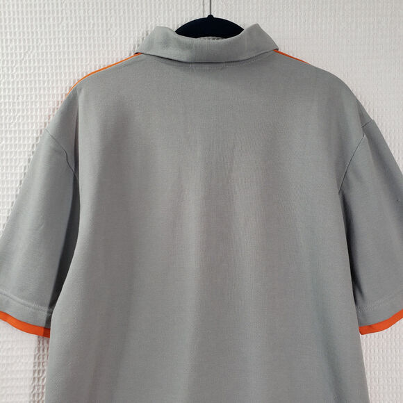 Amphenol TCS Polo Shirt Men Large Orange Gray Uniform 10th Anniversary Pique - Picture 13 of 15